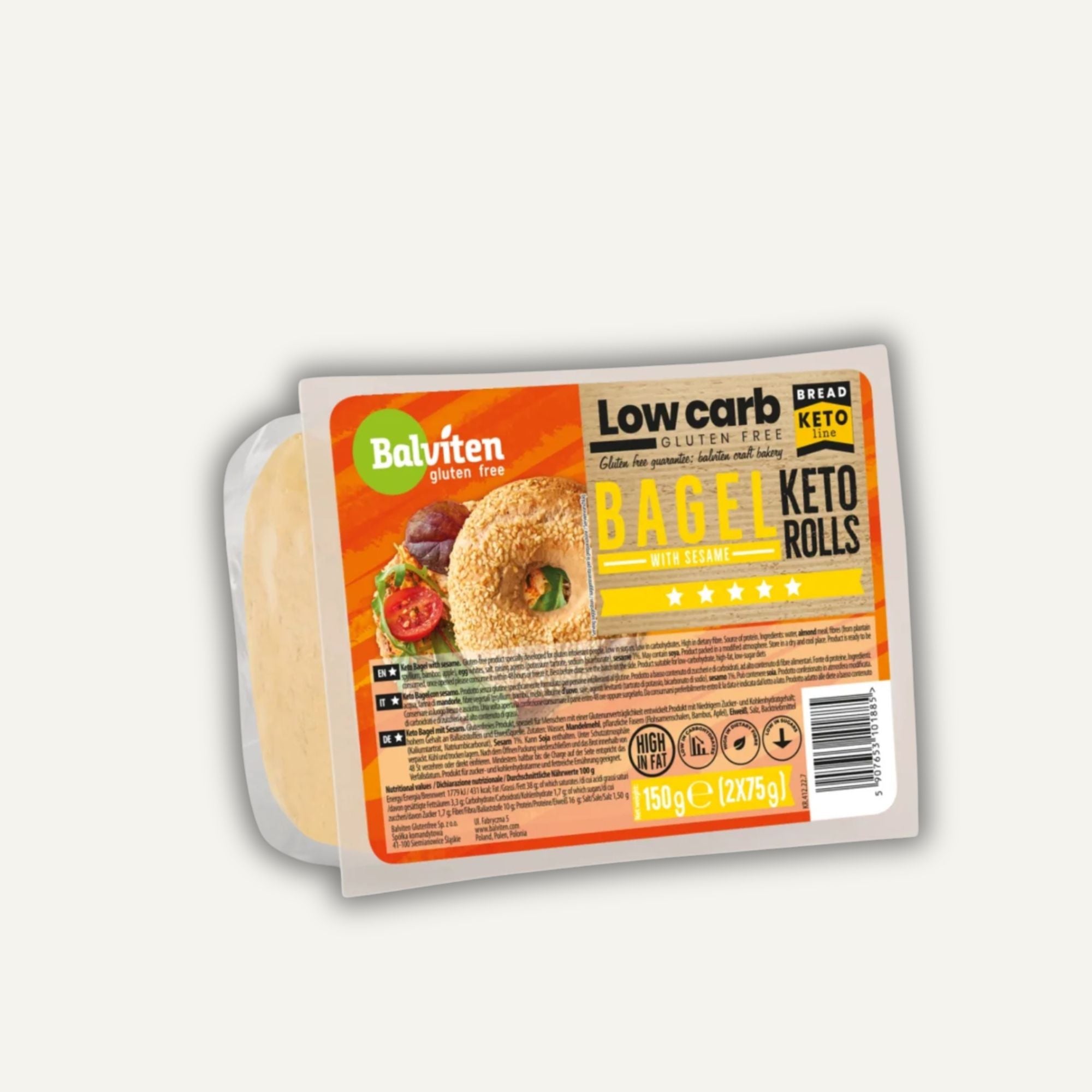 Balviten Keto Bagel Sesamfrön 150 g (2x75)