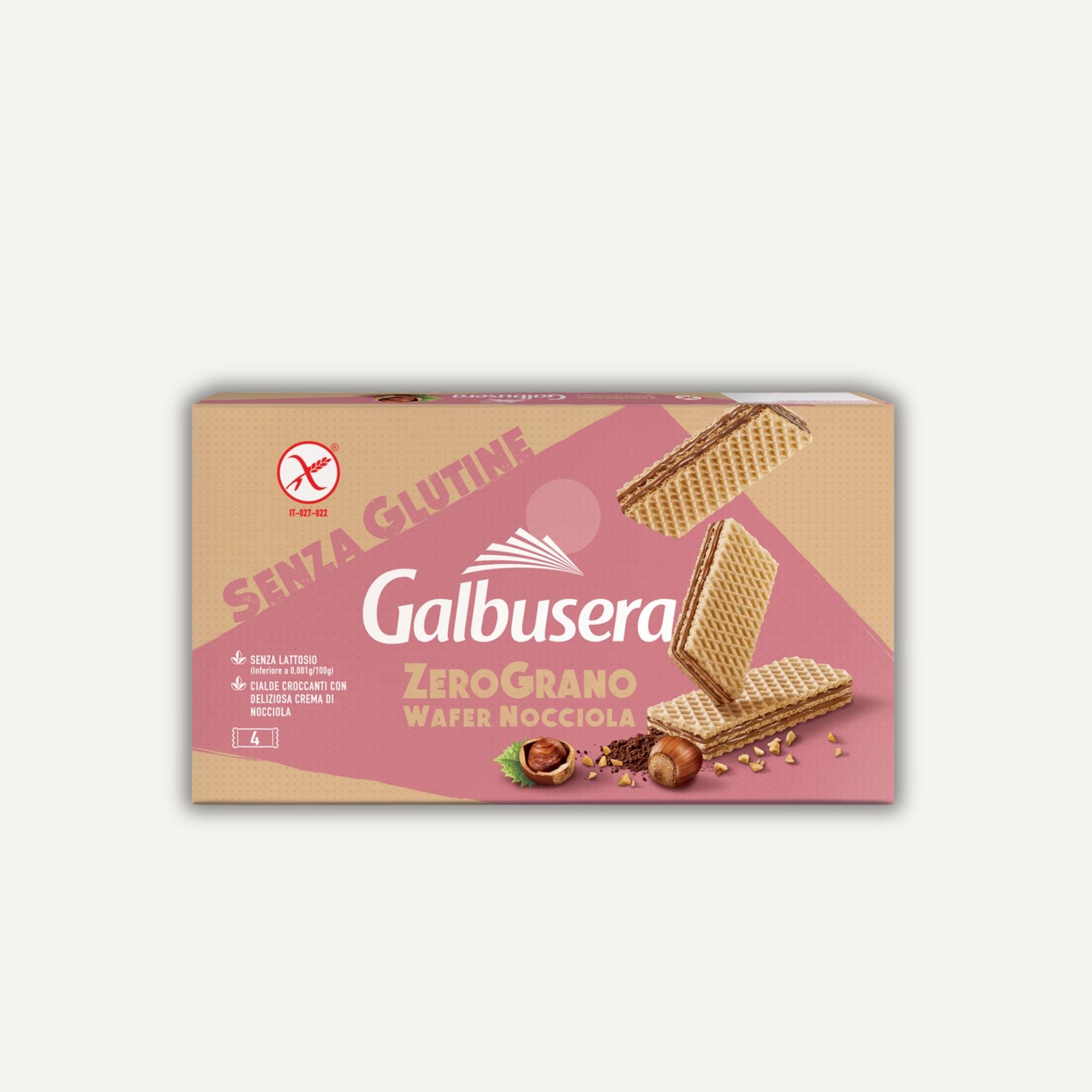 Galbusera Wafer med Zerograno hasselnötskräm 180g (4x45g)
